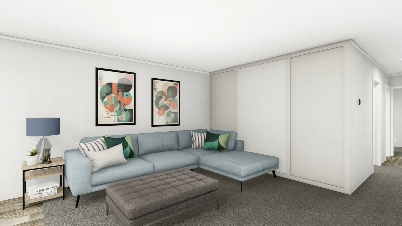 The SAPPHIRE Living Room. This Manufactured Mobile Home features 3 bedrooms and 2 baths.