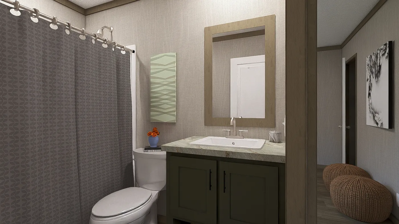 The SYDNEY Guest Bathroom. This Manufactured Mobile Home features 3 bedrooms and 2 baths.
