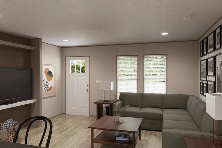 The BLAZER 66 F Living Room. This Manufactured Mobile Home features 3 bedrooms and 2 baths.