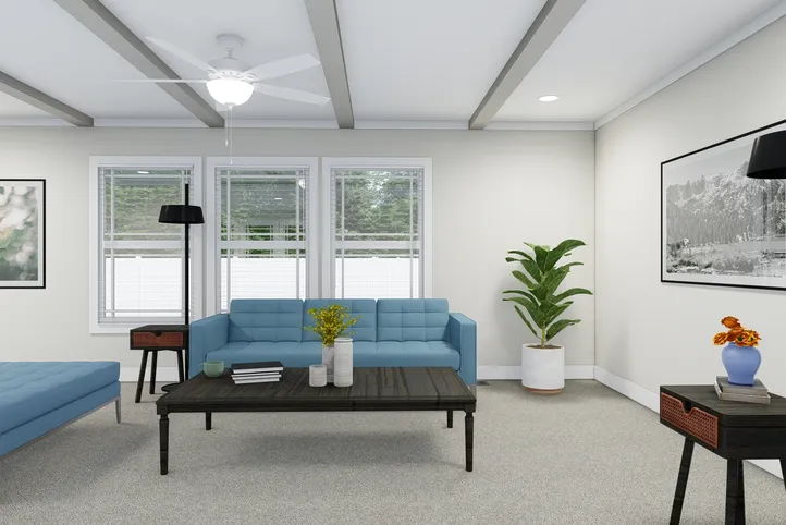 The CLASSIC 60B Living Room. This Manufactured Mobile Home features 3 bedrooms and 2 baths.