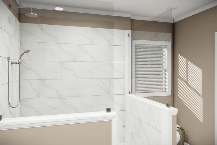 The THE BANDON Primary Bathroom. This Manufactured Mobile Home features 3 bedrooms and 2 baths.