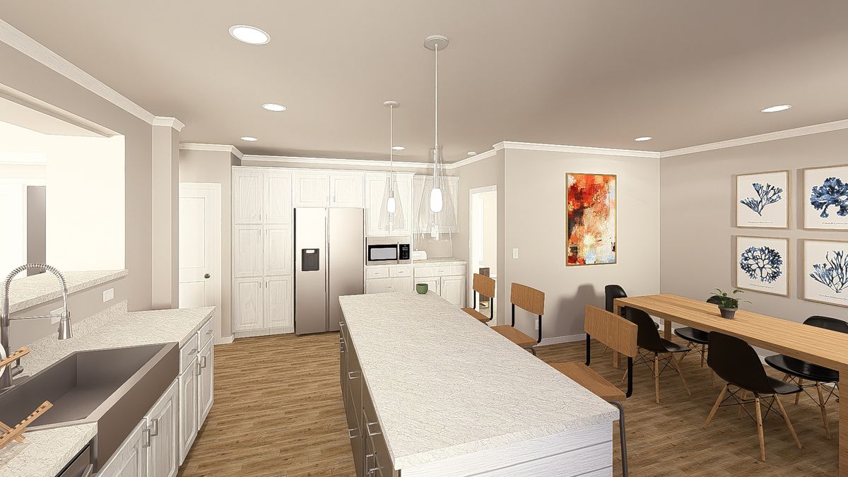 The THE HEXAGON Kitchen. This Manufactured Mobile Home features 4 bedrooms and 3 baths.
