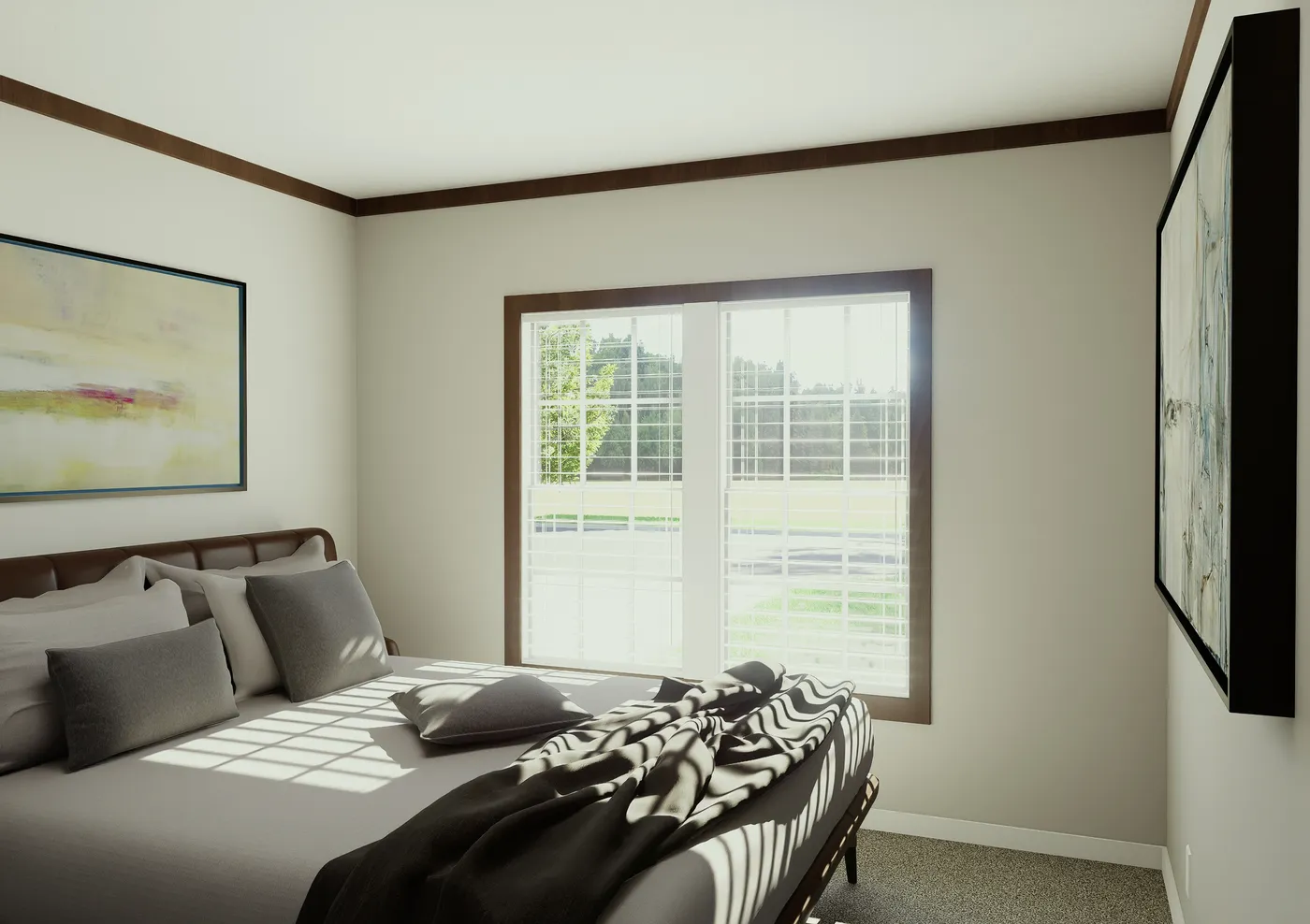 The THE ELITE Bedroom. This Manufactured Mobile Home features 3 bedrooms and 2 baths.