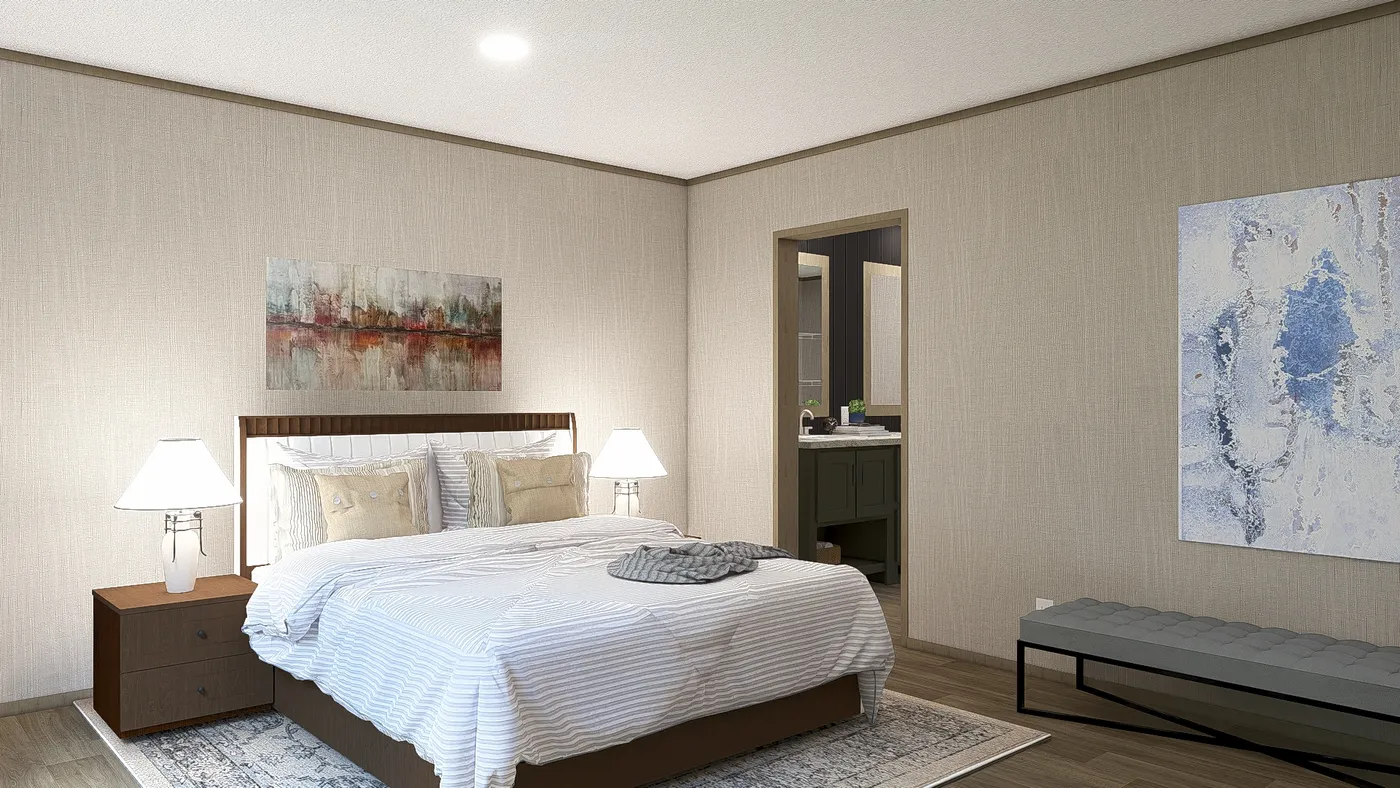 The RIO Guest Bedroom. This Manufactured Mobile Home features 3 bedrooms and 2 baths.
