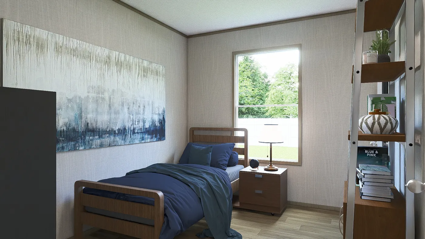 The ZION Guest Bedroom. This Manufactured Mobile Home features 3 bedrooms and 2 baths.