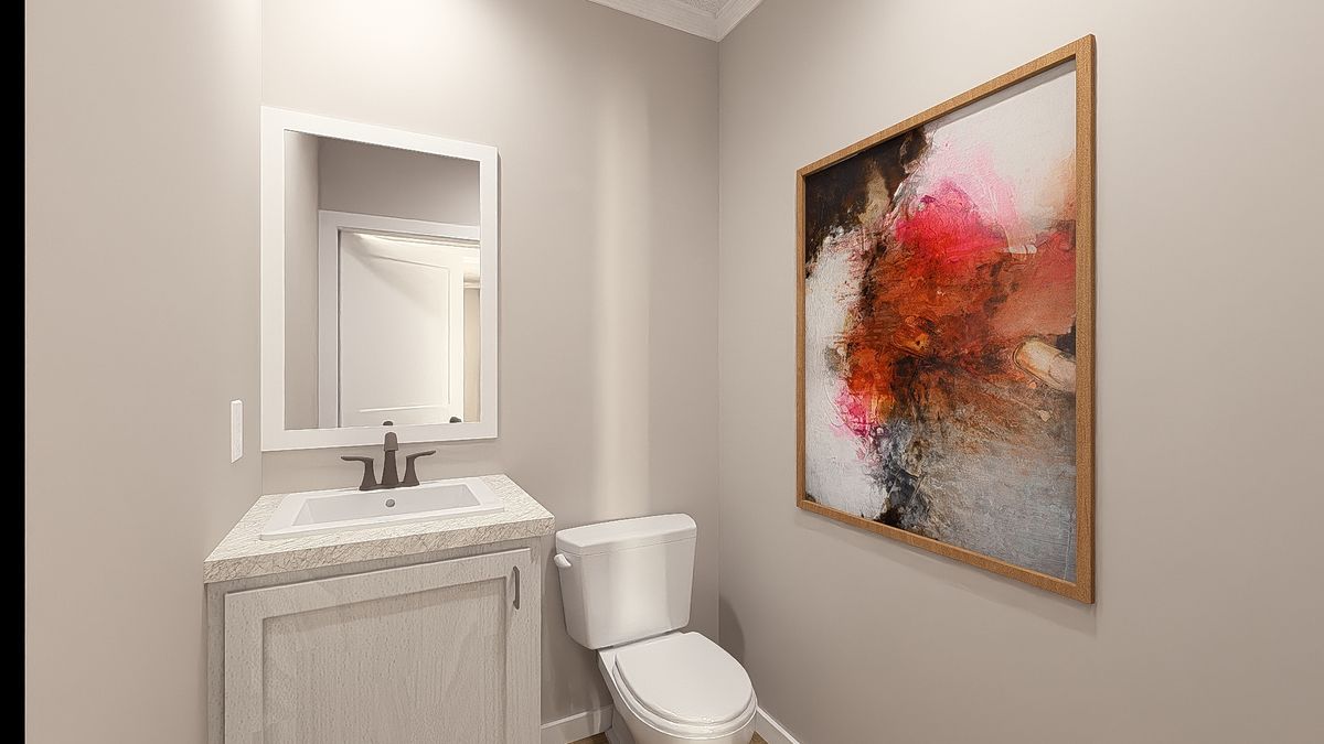 The THE HEXAGON Guest Bathroom. This Manufactured Mobile Home features 4 bedrooms and 3 baths.
