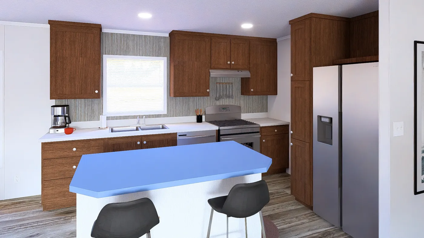 The GARNET Kitchen. This Manufactured Mobile Home features 3 bedrooms and 2 baths.
