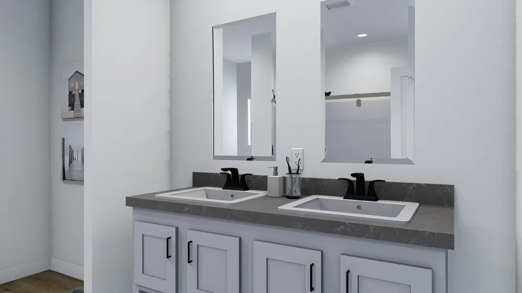 The BRYCE Primary Bathroom. This Manufactured Mobile Home features 3 bedrooms and 2 baths.