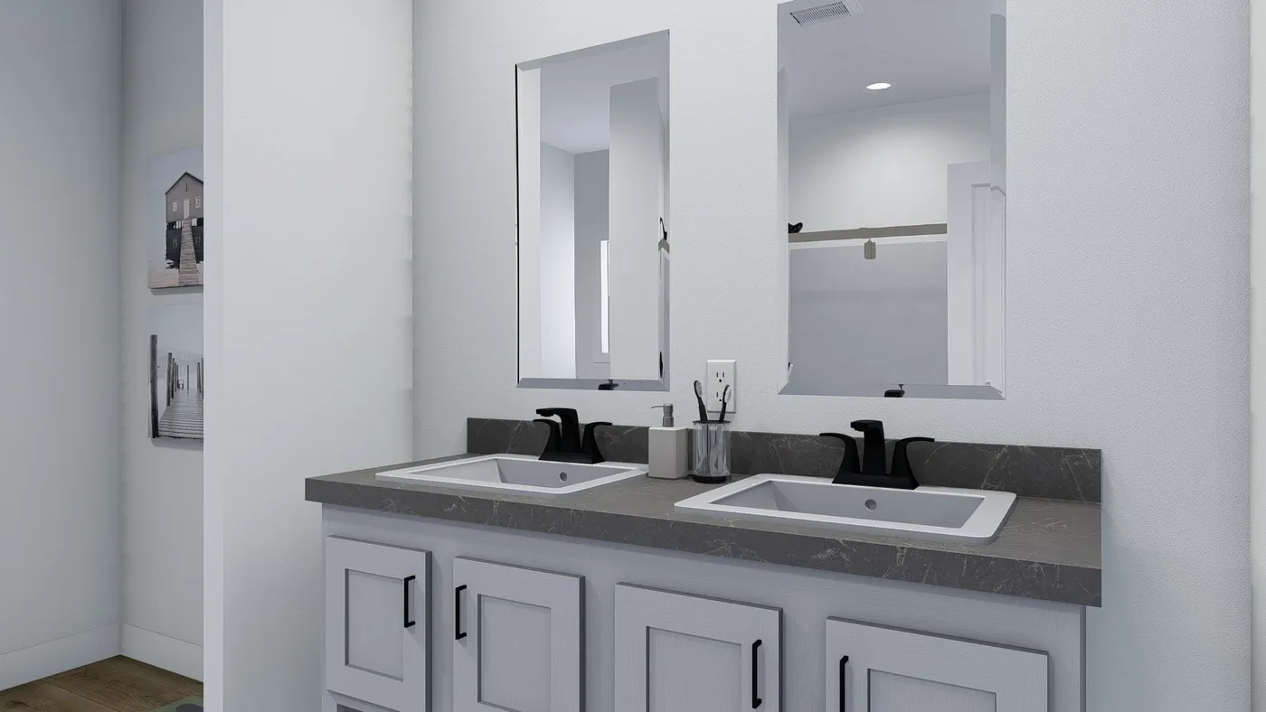 The BRYCE Primary Bathroom. This Manufactured Mobile Home features 3 bedrooms and 2 baths.