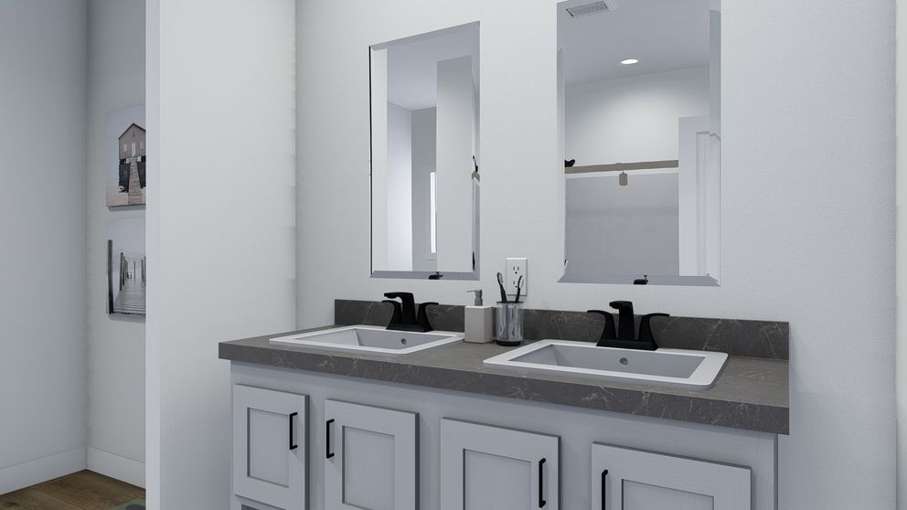 The BRYCE Primary Bathroom. This Manufactured Mobile Home features 3 bedrooms and 2 baths.