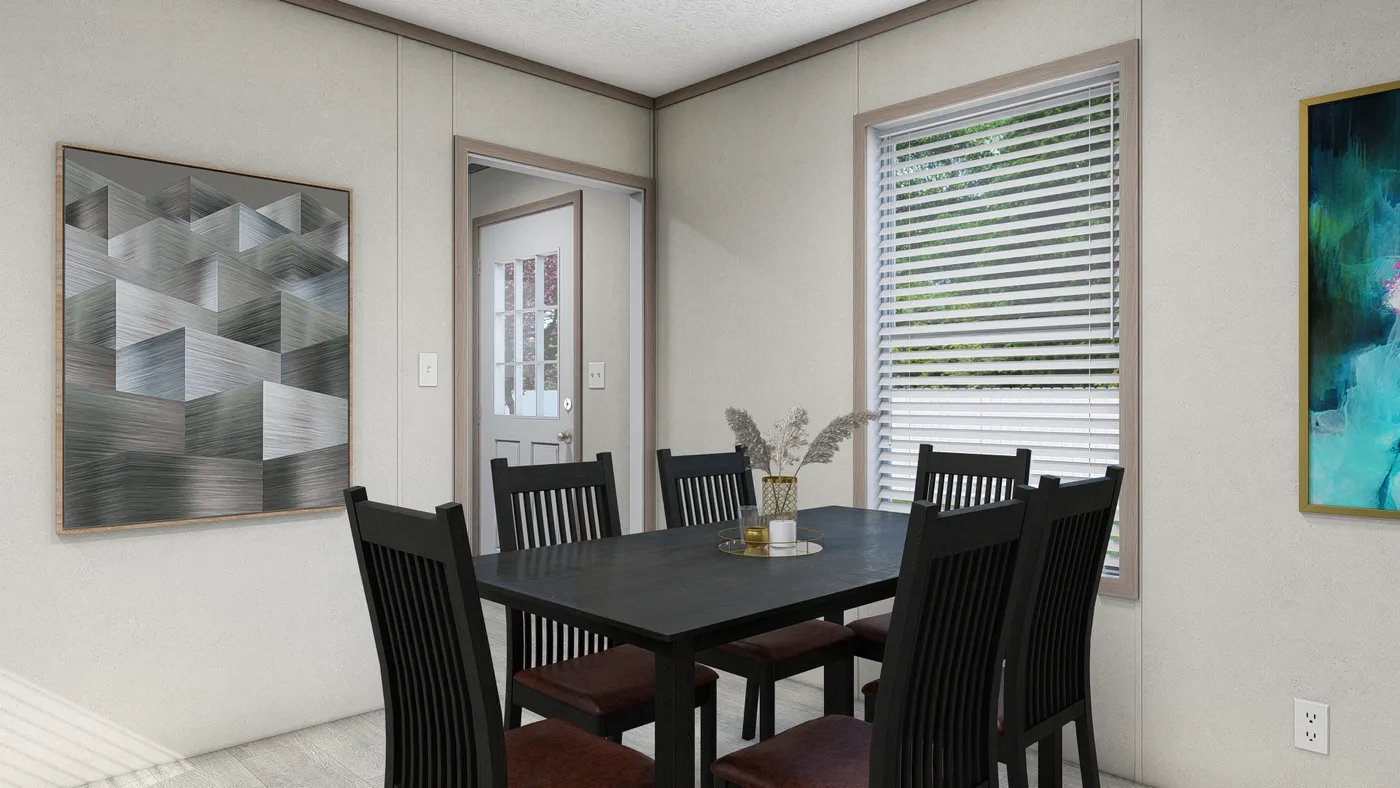 The 6616-4711 THE PULSE Dining Area. This Manufactured Mobile Home features 3 bedrooms and 2 baths.