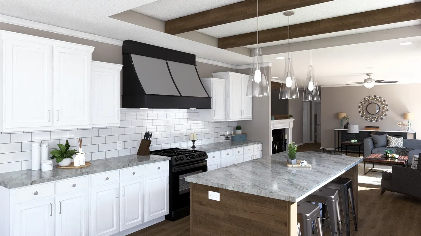 The THE ABIGAIL II Kitchen. This Manufactured Mobile Home features 3 bedrooms and 2 baths.