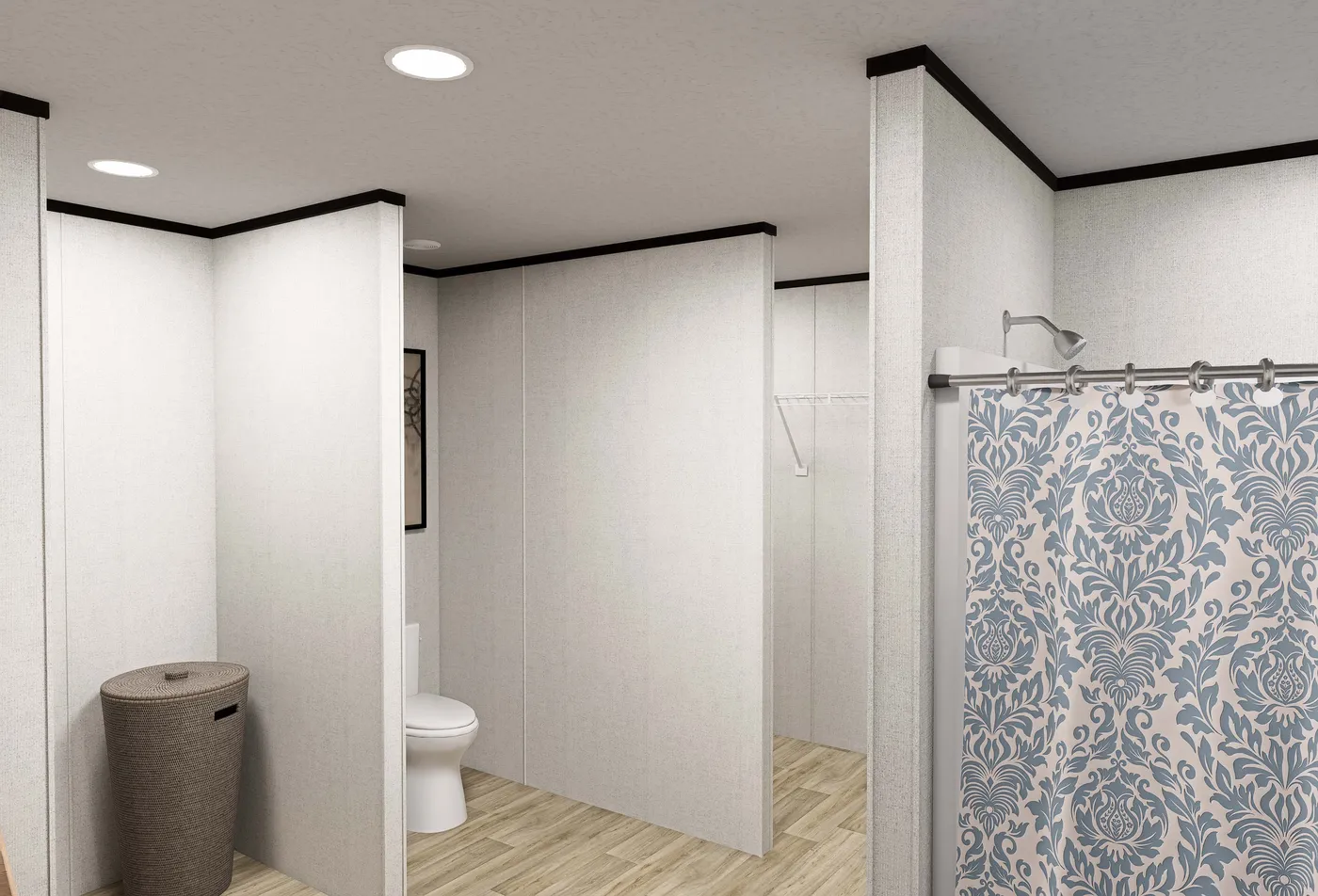 The DAWN Primary Bathroom. This Manufactured Mobile Home features 3 bedrooms and 2 baths.