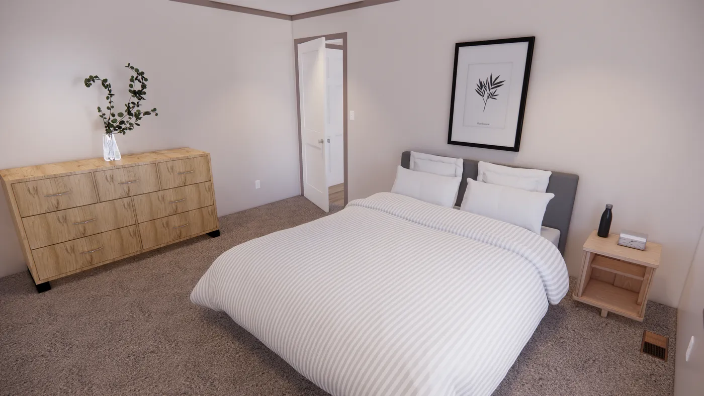 The 7216-4200 ADRENALINE Primary Bathroom. This Manufactured Mobile Home features 3 bedrooms and 2 baths.