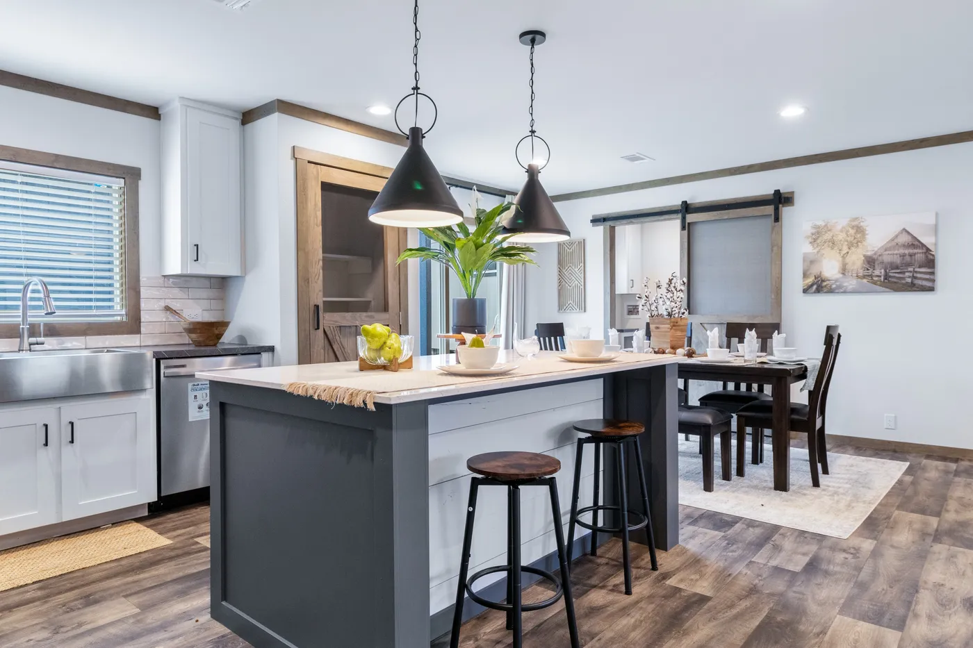 The SAWYER ELITE Kitchen. This Manufactured Mobile Home features 3 bedrooms and 2 baths.