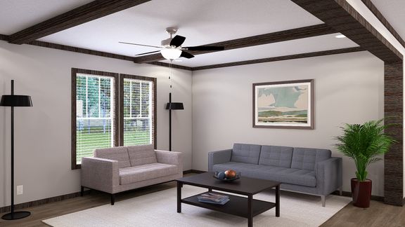 The THE JACKSON Living Room. This Manufactured Mobile Home features 4 bedrooms and 2 baths.