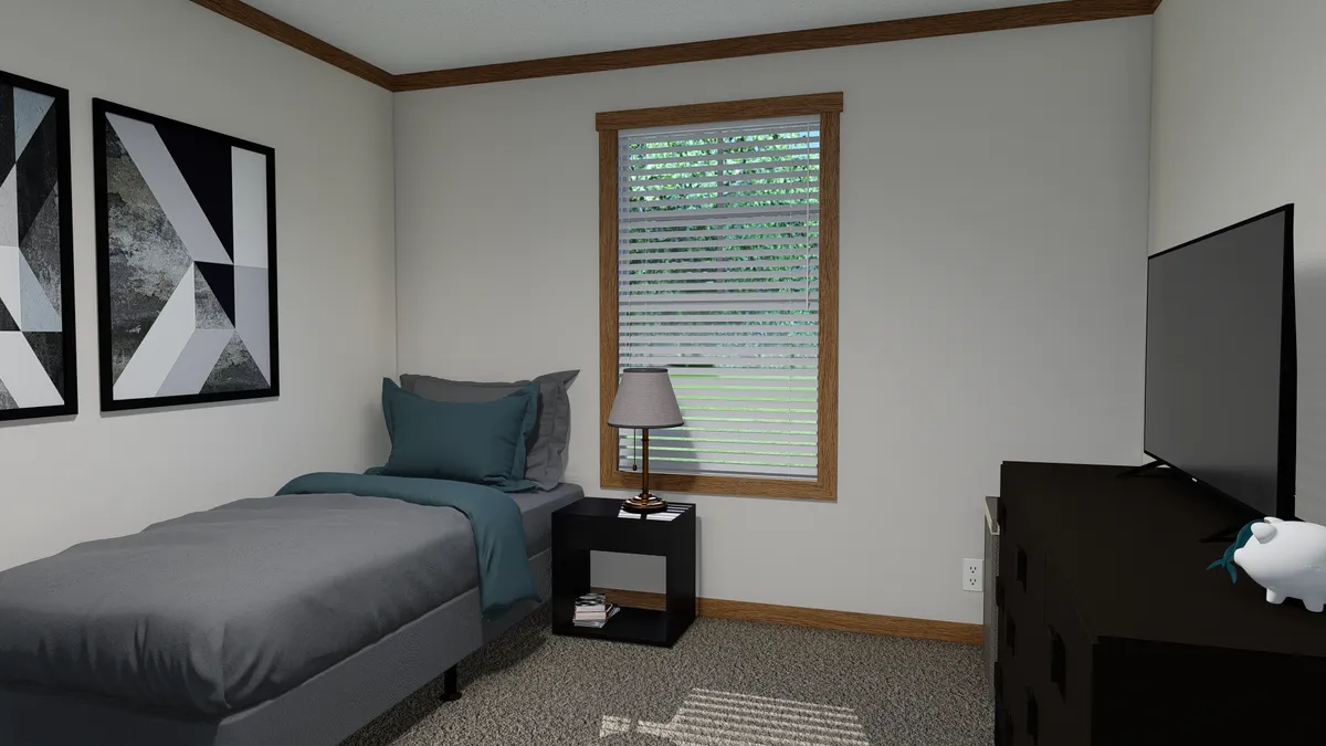 The HUDSON Guest Bedroom. This Manufactured Mobile Home features 3 bedrooms and 2 baths.