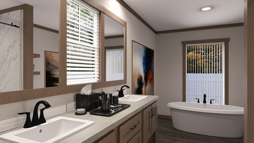 The ISABELLA ELITE Primary Bathroom. This Manufactured Mobile Home features 3 bedrooms and 2 baths.