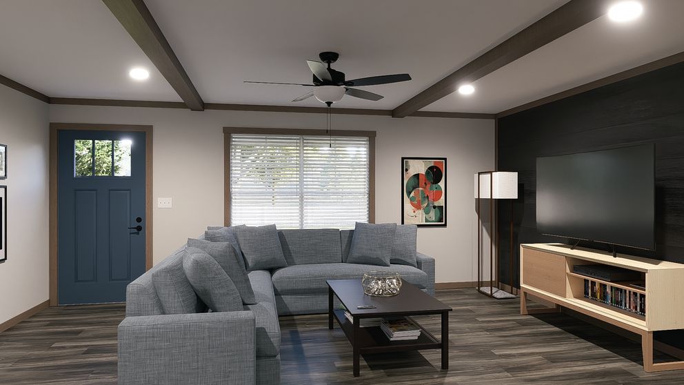 The EMILIE ELITE Living Room. This Manufactured Mobile Home features 3 bedrooms and 2 baths.
