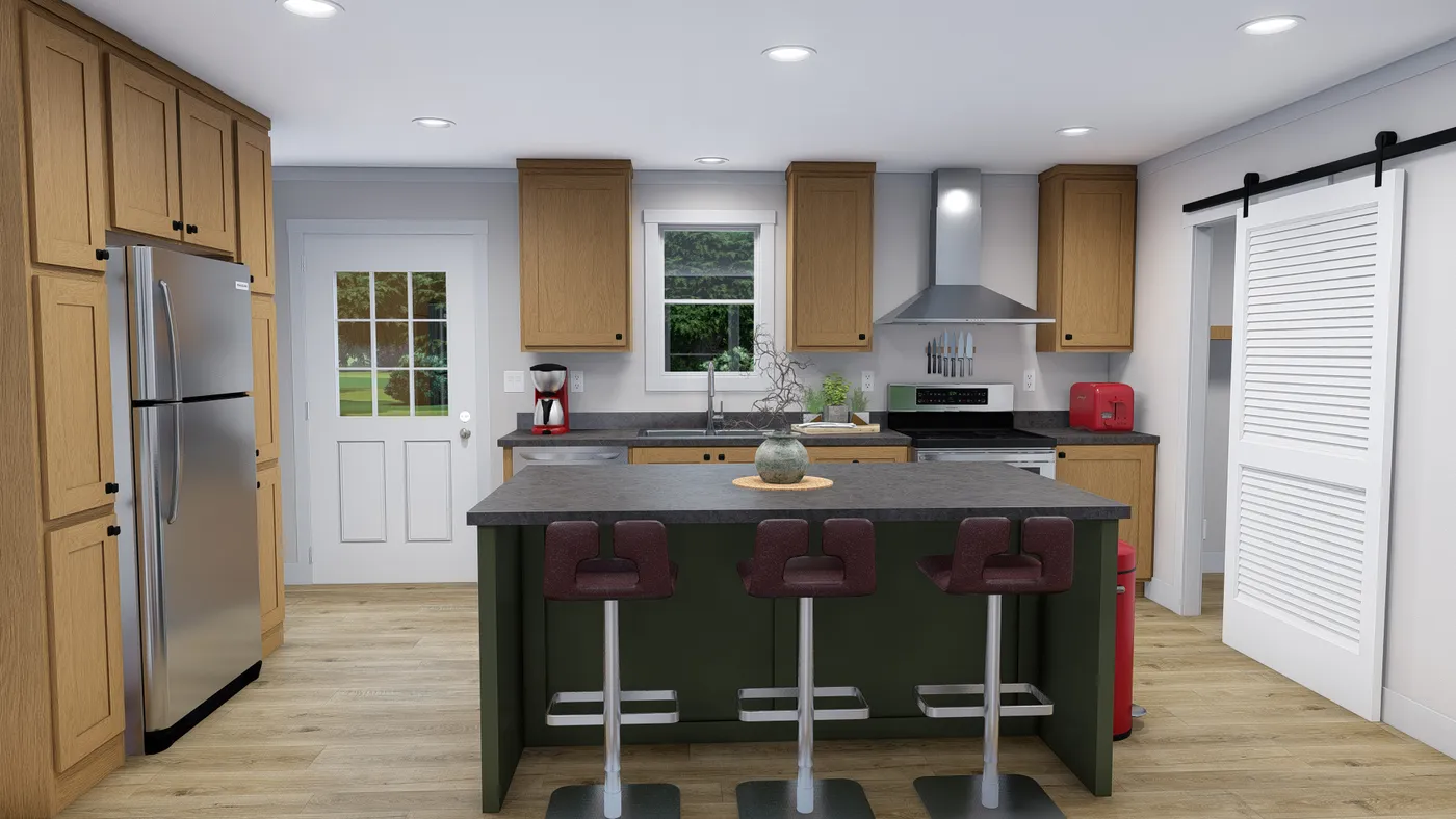 The LOVELY DAY Kitchen. This Manufactured Mobile Home features 4 bedrooms and 2 baths.