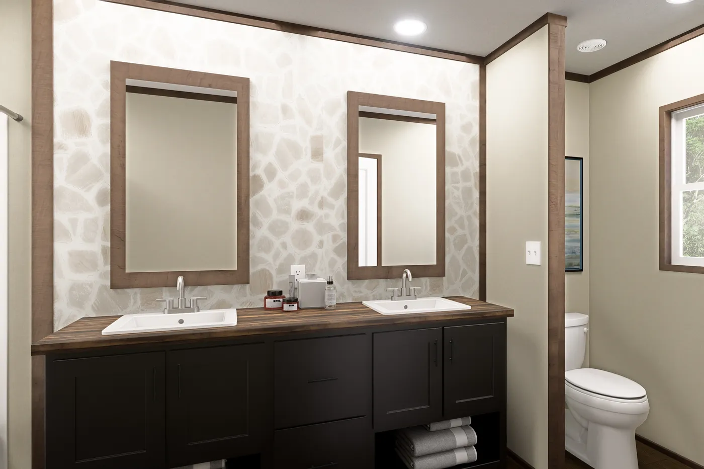 The VOYAGE Primary Bathroom. This Manufactured Mobile Home features 3 bedrooms and 2 baths.