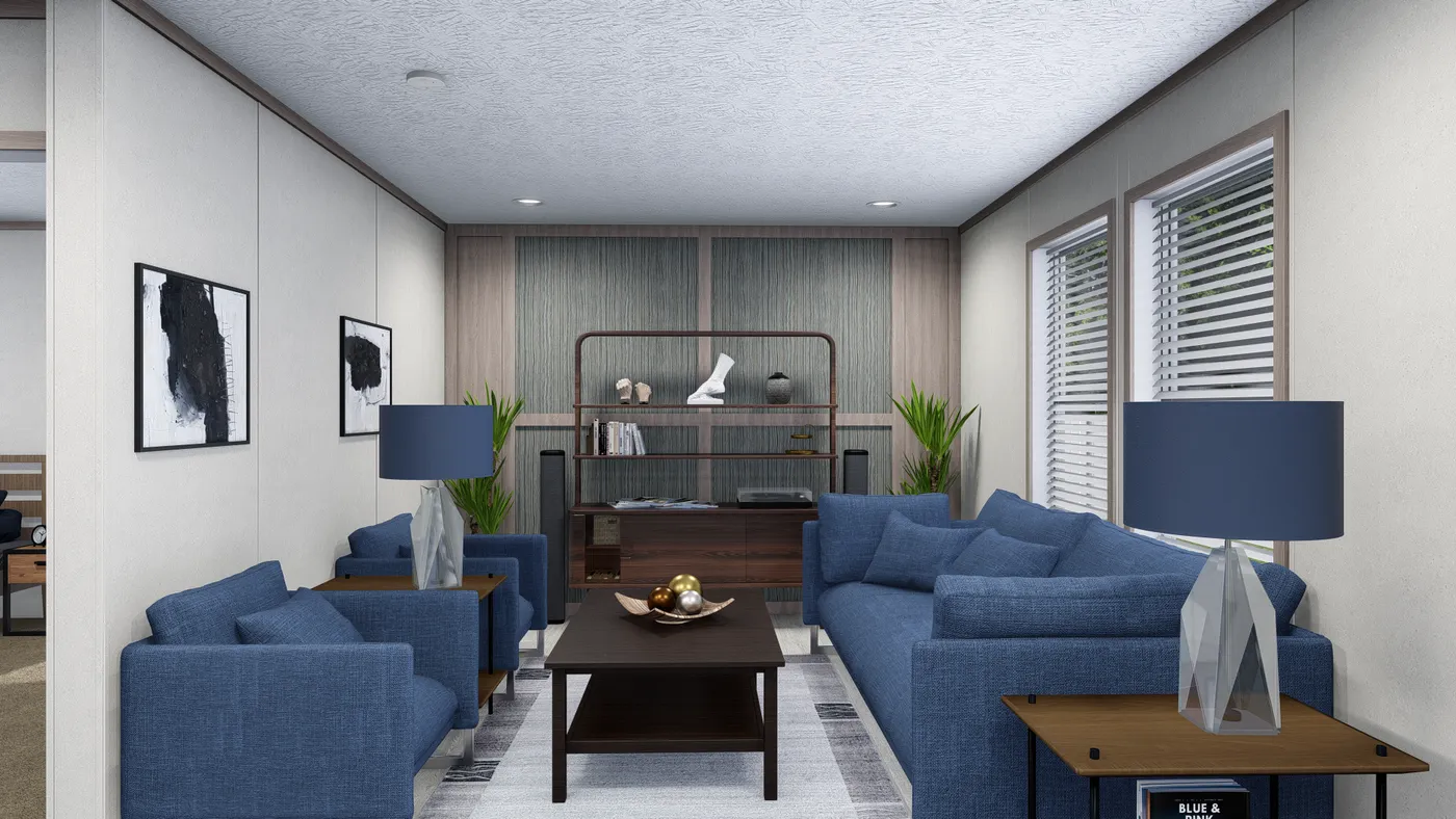 The 5624-E744 THE PULSE Family Room. This Manufactured Mobile Home features 3 bedrooms and 2 baths.