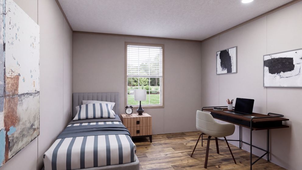 The MOUNTAIN BREEZE 3260 Bedroom. This Manufactured Mobile Home features 3 bedrooms and 2 baths.