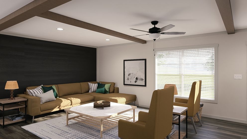 The FARM 3 FLEX DEN Living Room. This Manufactured Mobile Home features 3 bedrooms and 2 baths.
