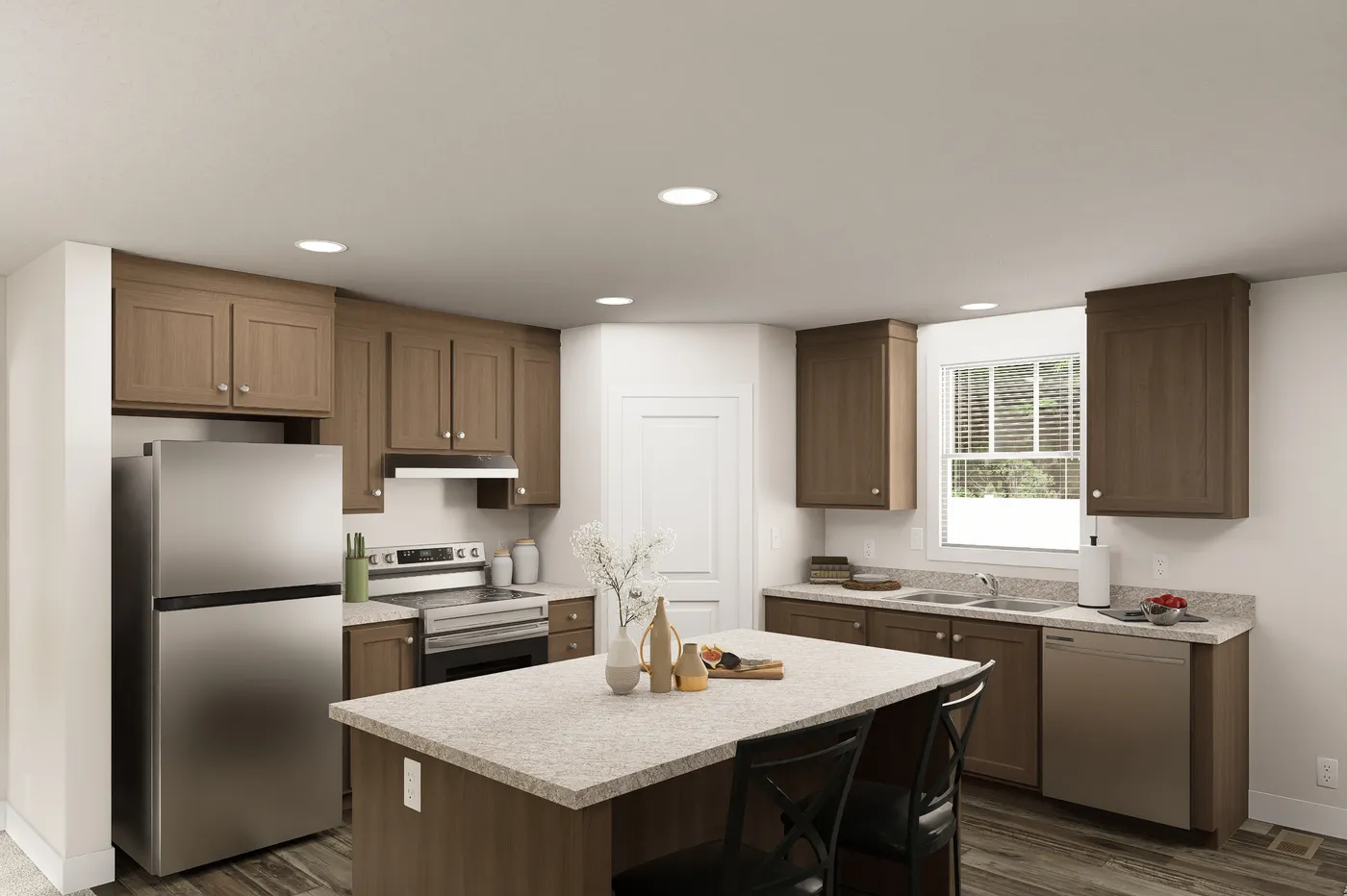 The 5628-MS067-2 HUNTINGTON Kitchen. This Manufactured Mobile Home features 4 bedrooms and 2 baths.