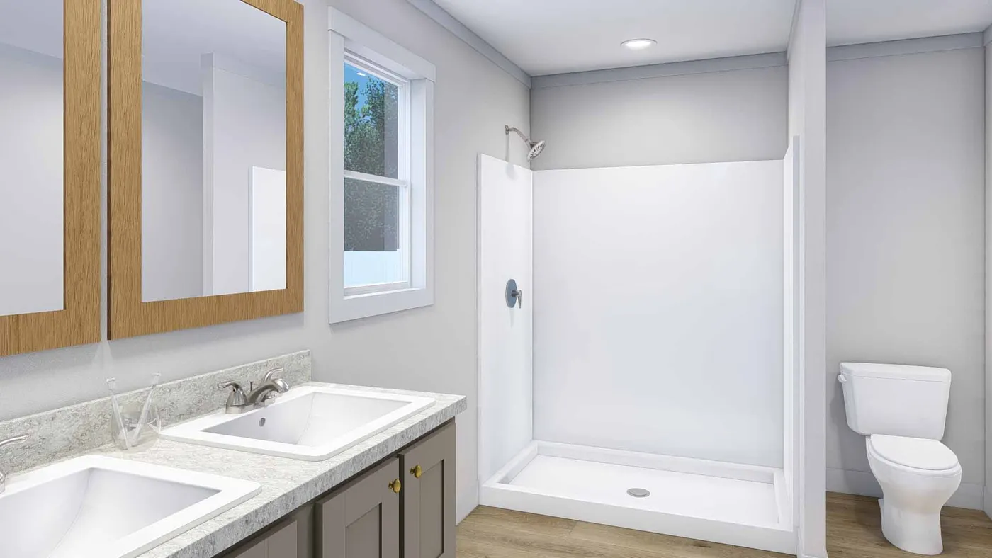 The YELLOW SUBMARINE Primary Bathroom. This Manufactured Mobile Home features 5 bedrooms and 2 baths.