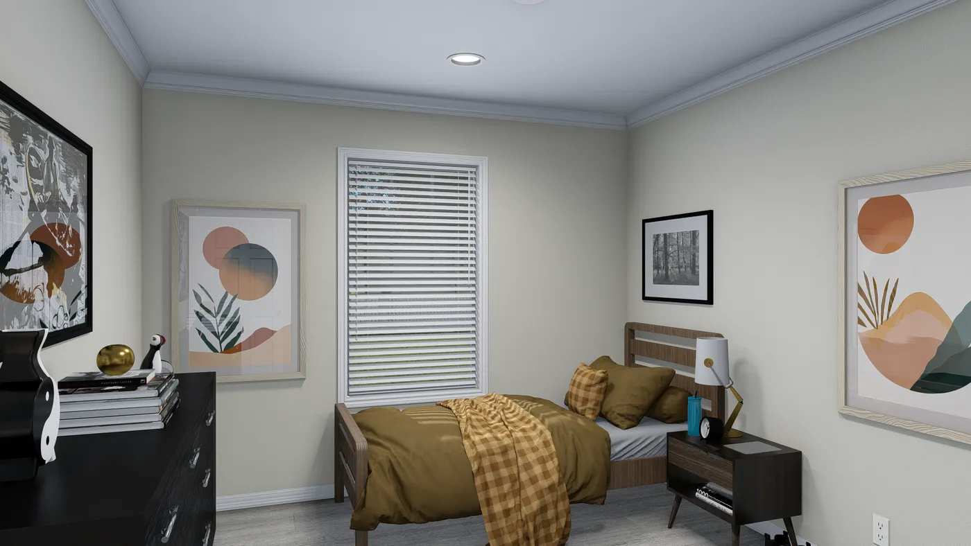The 5425 "RIDGE" 7628 Bedroom. This Manufactured Mobile Home features 4 bedrooms and 2 baths.