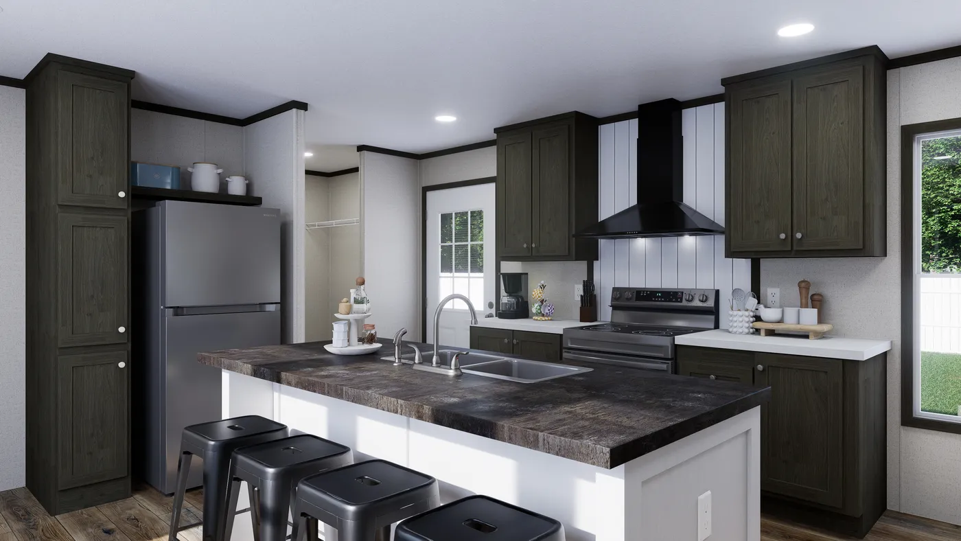 The THE SPARK Kitchen. This Manufactured Mobile Home features 3 bedrooms and 2 baths.
