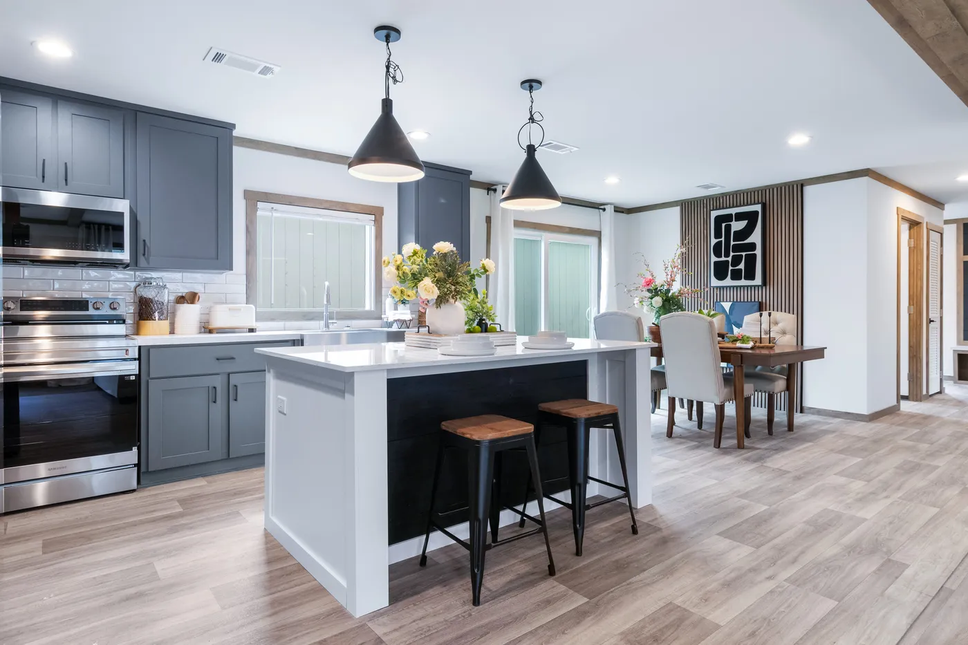 The FARM 3 FLEX Kitchen. This Manufactured Mobile Home features 3 bedrooms and 2 baths.