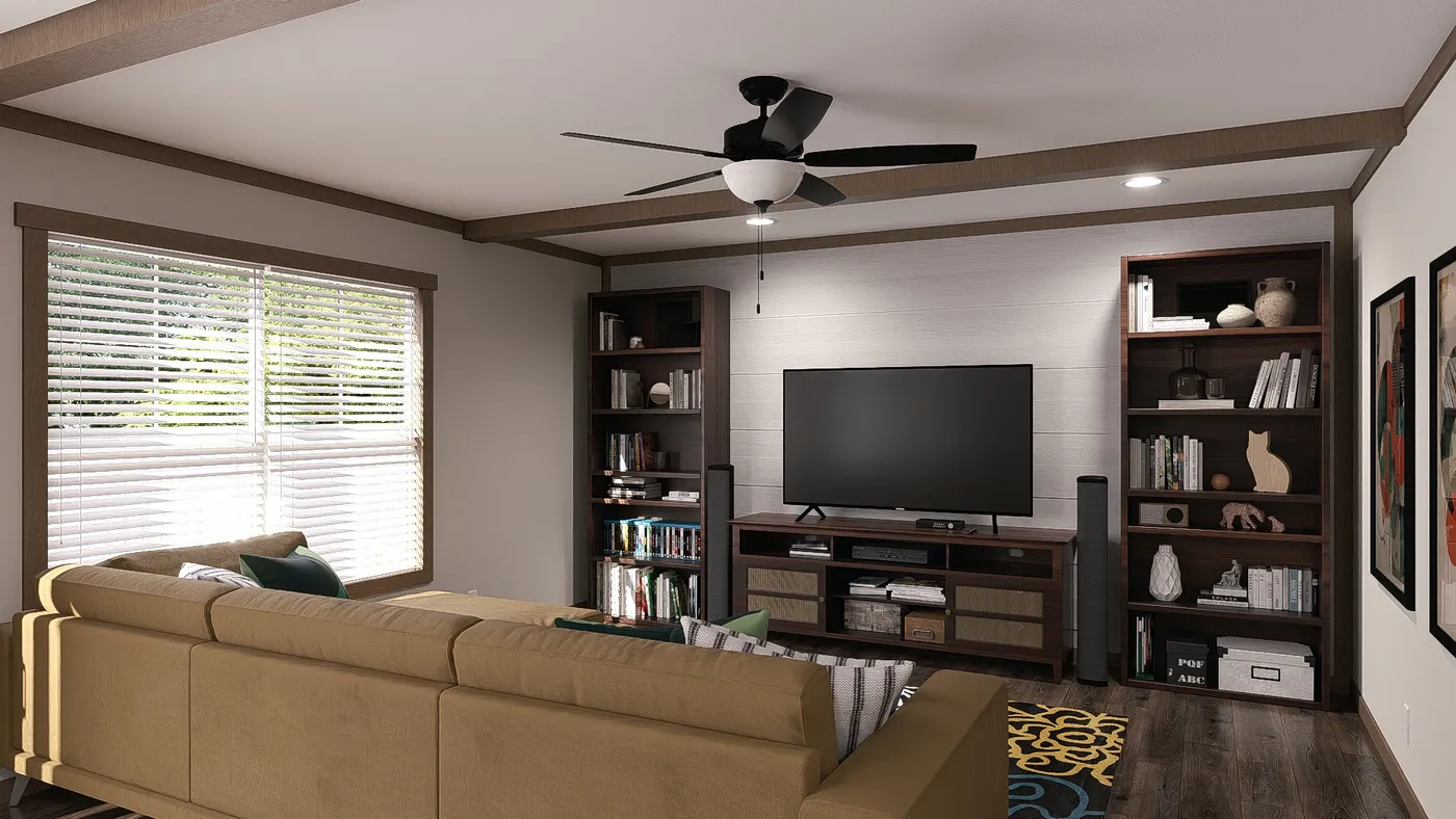 The ISABELLA ELITE Living Room. This Manufactured Mobile Home features 3 bedrooms and 2 baths.