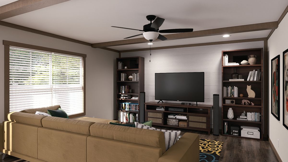 The ISABELLA ELITE Living Room. This Manufactured Mobile Home features 3 bedrooms and 2 baths.