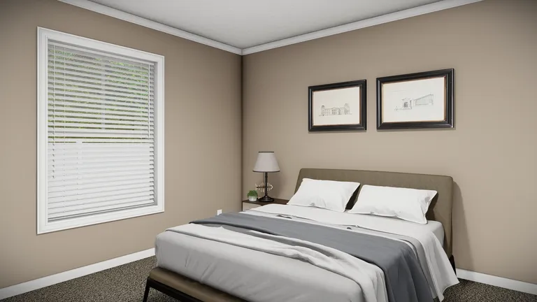 The THE MAVERICK Bedroom. This Manufactured Mobile Home features 3 bedrooms and 2 baths.