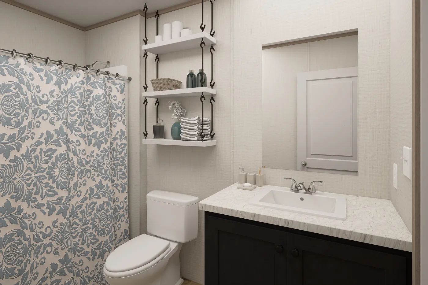 The ULTRA FLEX Guest Bathroom. This Manufactured Mobile Home features 4 bedrooms and 2 baths.