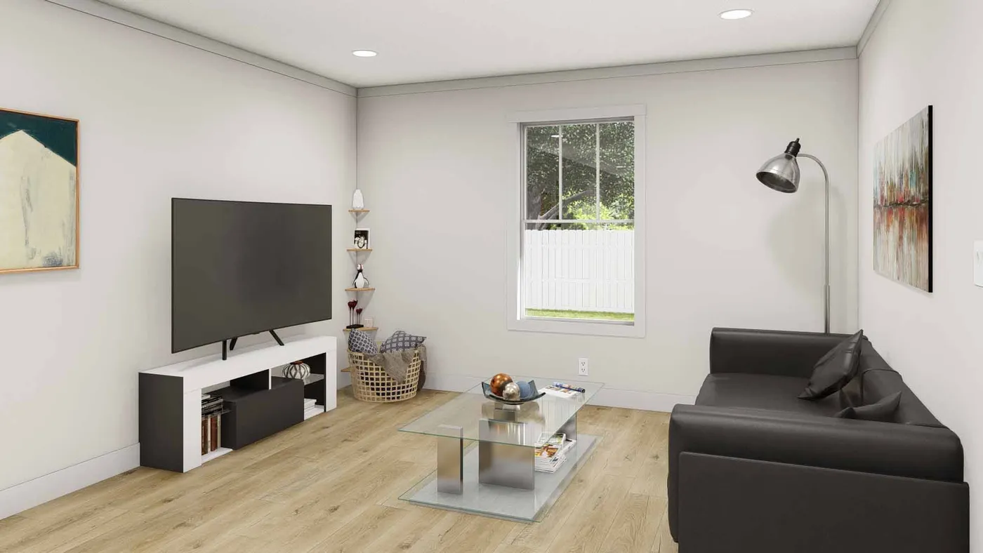 The RESPECT Living Room. This Manufactured Mobile Home features 2 bedrooms and 2 baths.