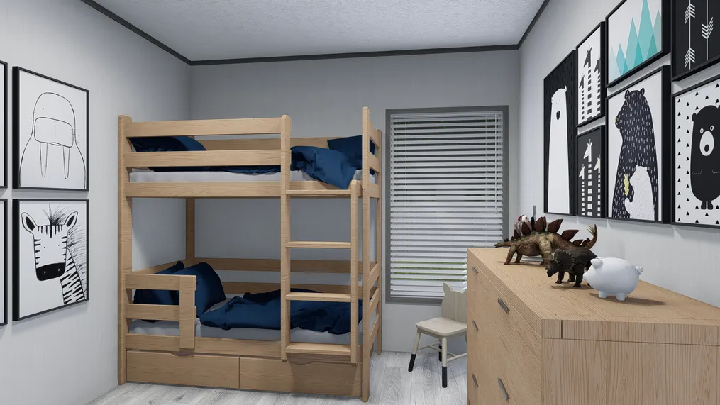 The REVOLUTION 76A Bedroom. This Manufactured Mobile Home features 3 bedrooms and 2 baths.