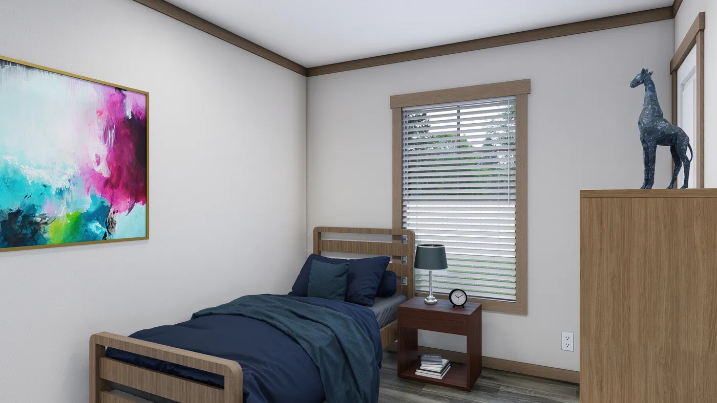 The LIBBY Guest Bedroom. This Manufactured Mobile Home features 3 bedrooms and 2 baths.
