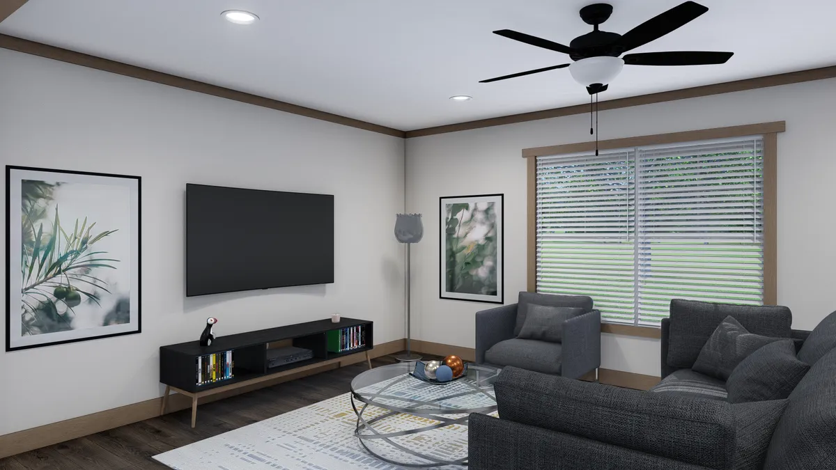 The ISABELLA Living Room. This Manufactured Mobile Home features 3 bedrooms and 2 baths.