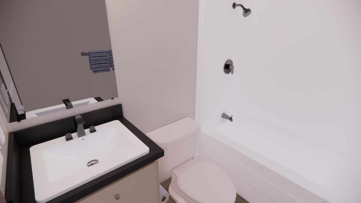 The 5616-4200 ADRENALINE Guest Bathroom. This Manufactured Mobile Home features 2 bedrooms and 2 baths.