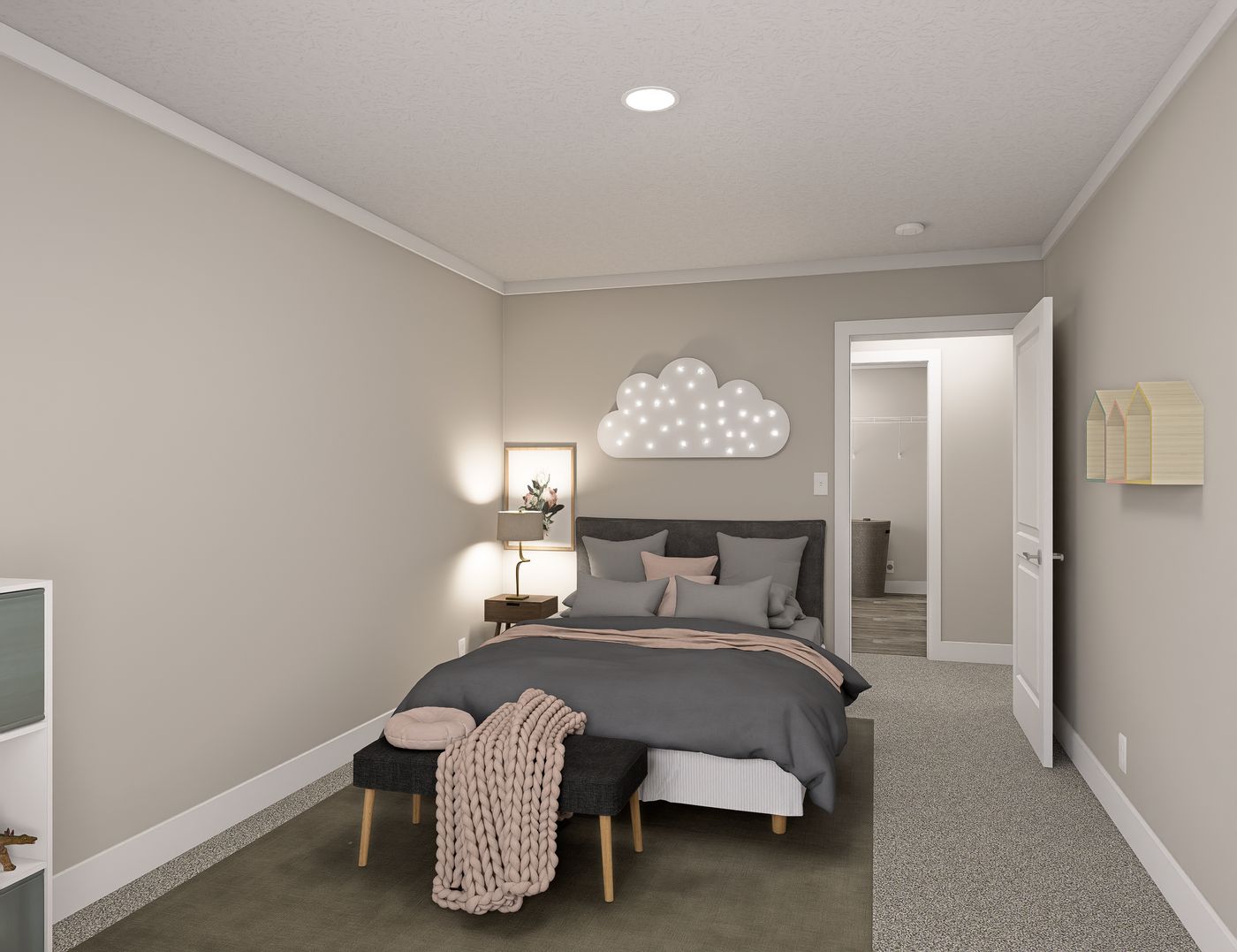 The BROOKLINE FLEX 32 WIDE Bedroom. This Manufactured Mobile Home features 4 bedrooms and 3 baths.