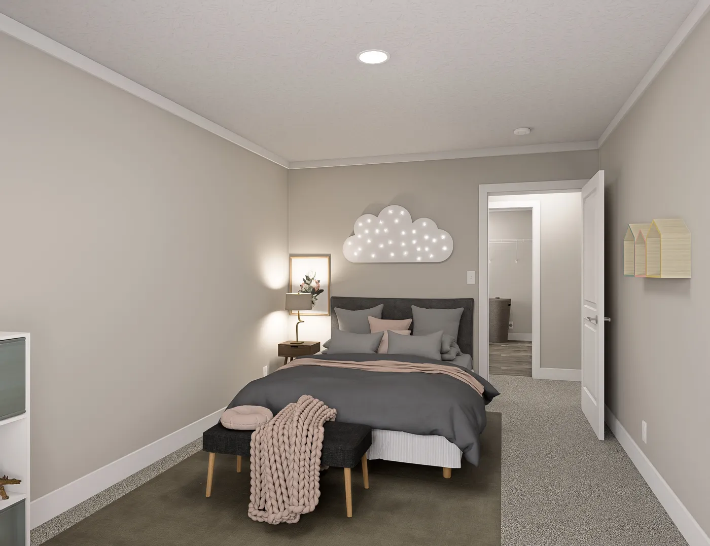 The BROOKLINE FLEX 32 WIDE Bedroom. This Manufactured Mobile Home features 4 bedrooms and 3 baths.