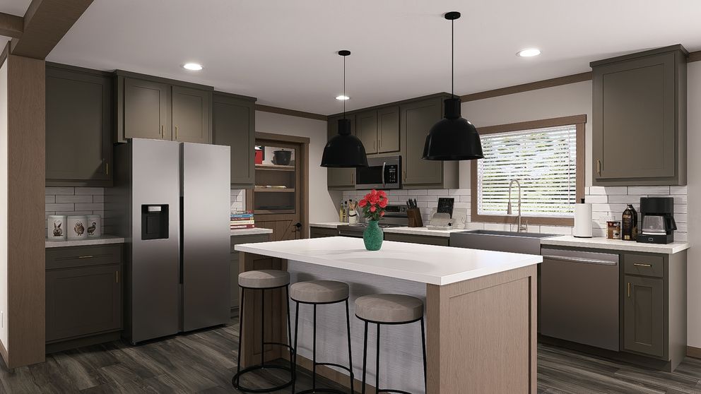 The FARM 3 FLEX Kitchen. This Manufactured Mobile Home features 3 bedrooms and 2 baths.