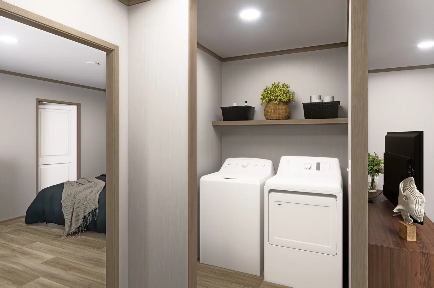 The VOYAGE Utility Room. This Manufactured Mobile Home features 3 bedrooms and 2 baths.