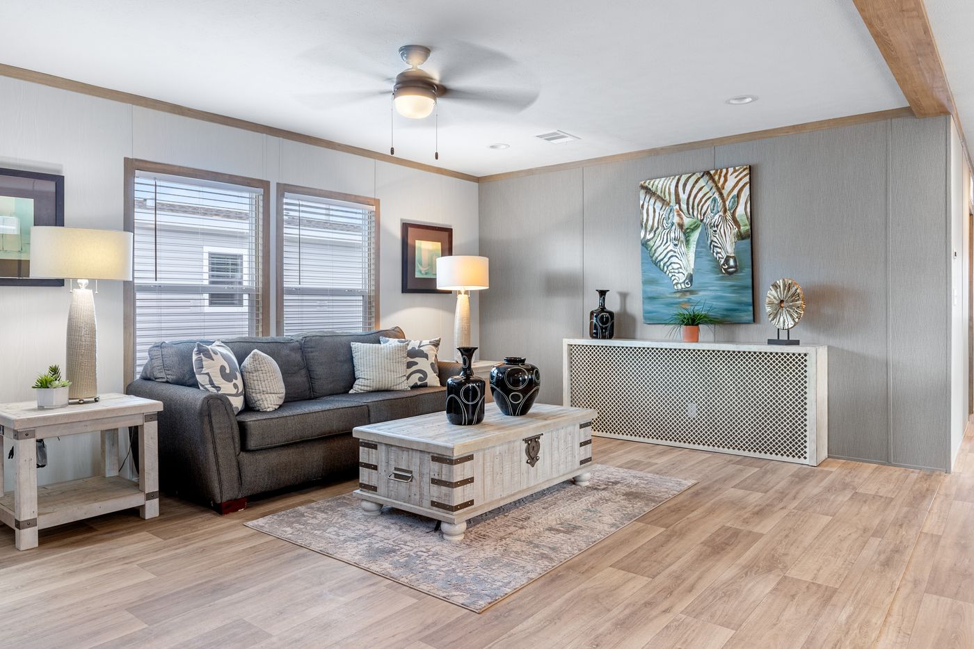 The ANATOLIA Living Room. This Manufactured Mobile Home features 3 bedrooms and 2 baths.