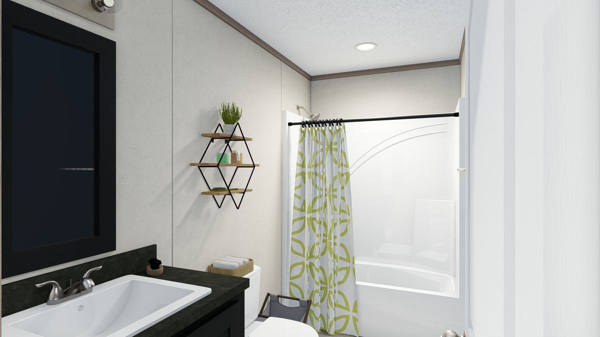 The 4816-4790 THE PULSE Guest Bathroom. This Manufactured Mobile Home features 2 bedrooms and 1 bath.