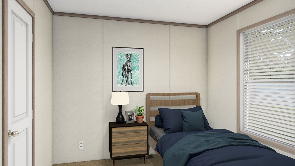 The 7616-4710 THE PULSE Bedroom. This Manufactured Mobile Home features 3 bedrooms and 2 baths.