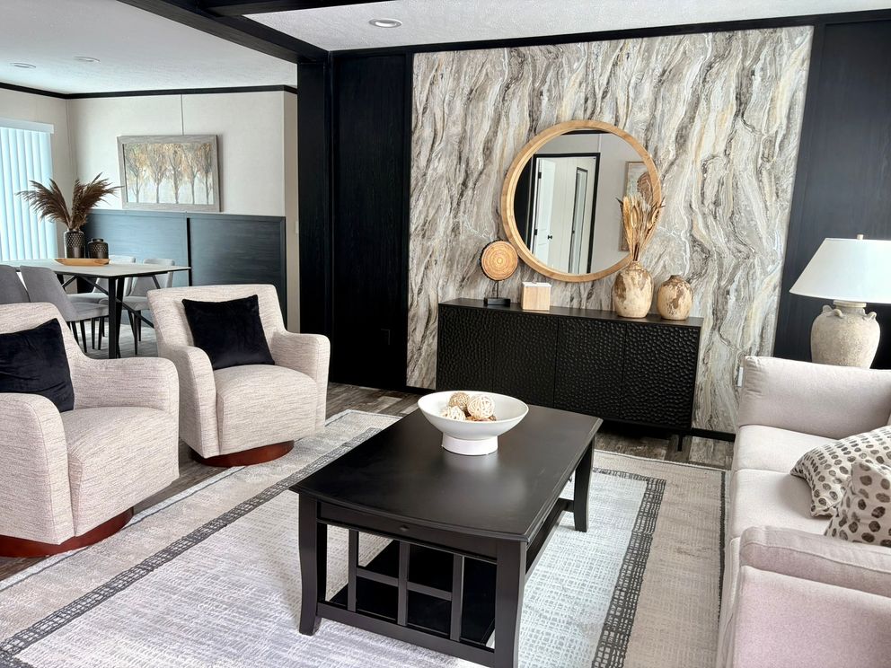 The DIAMOND Living Room. This Manufactured Mobile Home features 3 bedrooms and 2 baths.